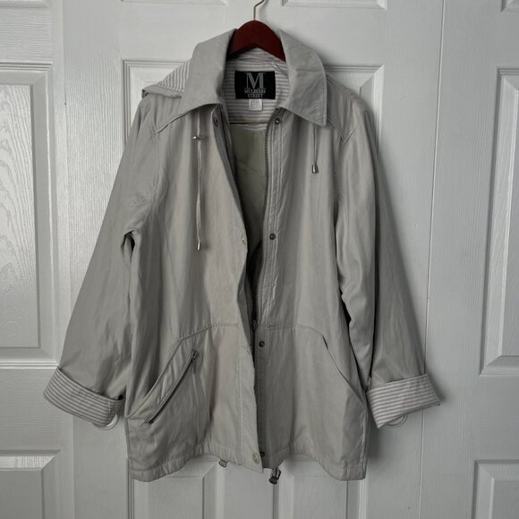Mulberry Street Lightweight Removable Hood Ivory Jacket Large - Picture 4 of 7